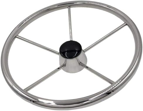 ISURE MARINE 13-1/2 Inch 5-Spoke Destroyer Style Stainless Boat Steering Wheel for Boat, Yacht in Saudi Arabia