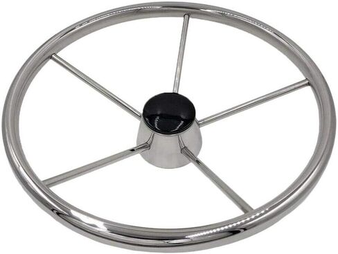 ISURE MARINE 13-1/2 Inch 5-Spoke Destroyer Style Stainless Boat Steering Wheel for Boat, Yacht in Saudi Arabia