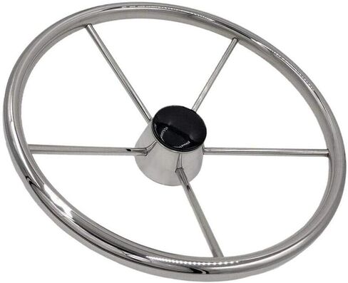 ISURE MARINE 13-1/2 Inch 5-Spoke Destroyer Style Stainless Boat Steering Wheel for Boat, Yacht in Saudi Arabia