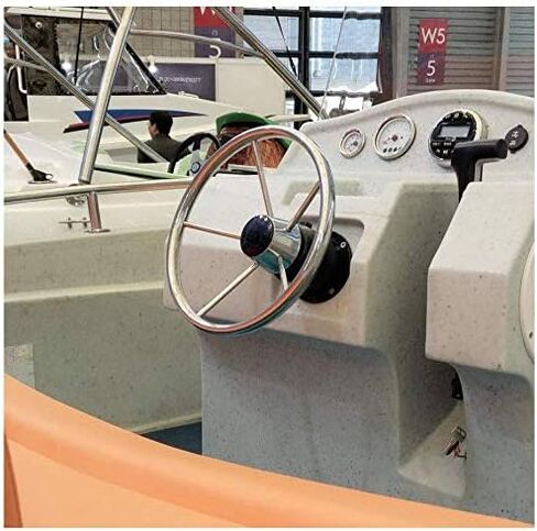 ISURE MARINE 13-1/2 Inch 5-Spoke Destroyer Style Stainless Boat Steering Wheel for Boat, Yacht in Saudi Arabia