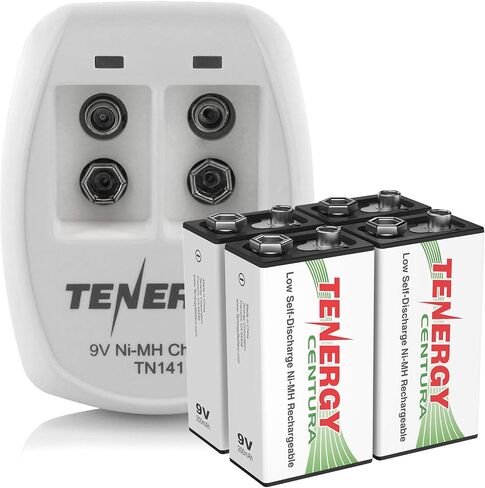 Tenergy TN141 2 Bay 9V Smart Charger with 4 pcs Centura Low Self-Discharge 9V NiMH Rechargeable Batteries in Saudi Arabia