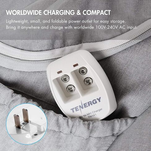 Tenergy TN141 2 Bay 9V Smart Charger with 4 pcs Centura Low Self-Discharge 9V NiMH Rechargeable Batteries in Saudi Arabia