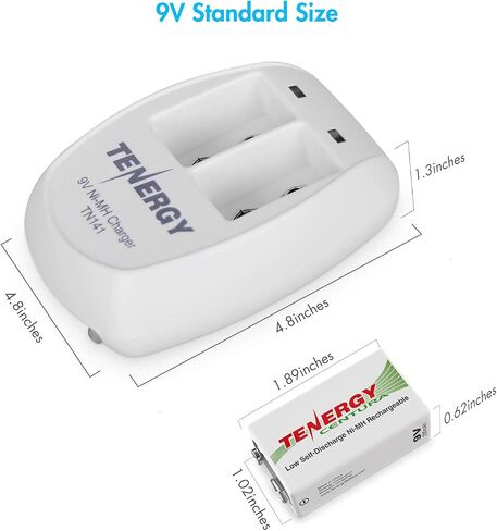 Tenergy TN141 2 Bay 9V Smart Charger with 4 pcs Centura Low Self-Discharge 9V NiMH Rechargeable Batteries in Saudi Arabia