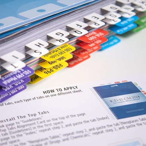 علامات تبويب الفهرس لـ ICD-10-CM 2024 كتاب الرموز الرسمي الكامل - سهولة التنقل لكتب الترميز الطبي (لإصدار AMA) in Kuwait