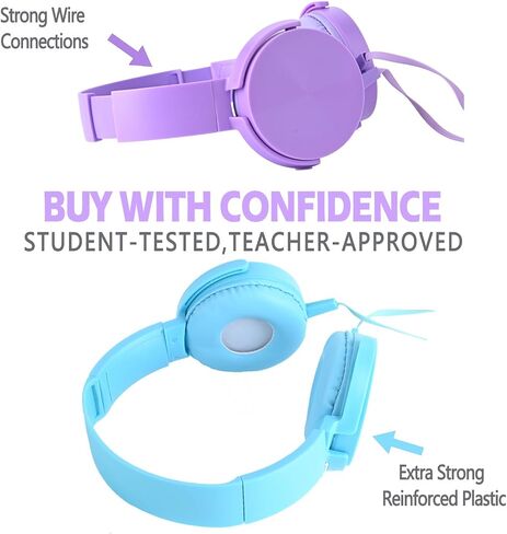 Wensdo Bulk Headphones for Classroom 24 Pack Multi Color Headsets,Wholesale Student Comfy Swivel Earphones for Library, School, Airplane, Kids for Online Learning and Travel, Noise Stereo Sound in Saudi Arabia