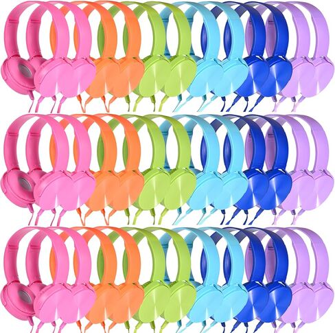 Wensdo Bulk Headphones for Classroom 24 Pack Multi Color Headsets,Wholesale Student Comfy Swivel Earphones for Library, School, Airplane, Kids for Online Learning and Travel, Noise Stereo Sound in Saudi Arabia