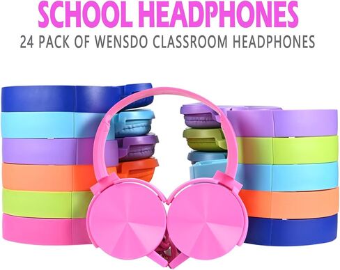 Wensdo Bulk Headphones for Classroom 24 Pack Multi Color Headsets,Wholesale Student Comfy Swivel Earphones for Library, School, Airplane, Kids for Online Learning and Travel, Noise Stereo Sound in Saudi Arabia