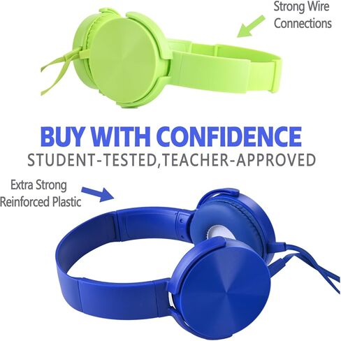 سماعات الرأس Wensdo السائبة للفصل الدراسي 24 حزمة سماعات متعددة الألوان، سماعات دوارة مريحة للطلاب بالجملة للمكتبة والمدرسة والطائرة والأطفال للتعلم عبر الإنترنت والسفر، صوت ستيريو الضوضاء in Kuwait