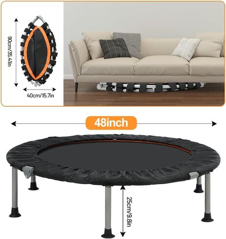 Mini Trampoline Fitness Trampoline, 48 inch, 440lb Weight Capacity in Saudi Arabia