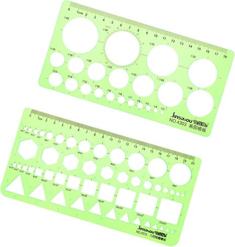 YUXIANLB 2PCS Circle Template Measuring Geometry Ruler Stencils Geometric Digital Drawing Set, Plastic Drafting Tools Scale Painting Templates for Office School Building Formwork (Green) in Saudi Arabia