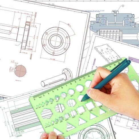 YUXIANLB 2PCS Circle Template Measuring Geometry Ruler Stencils Geometric Digital Drawing Set, Plastic Drafting Tools Scale Painting Templates for Office School Building Formwork (Green) in Saudi Arabia