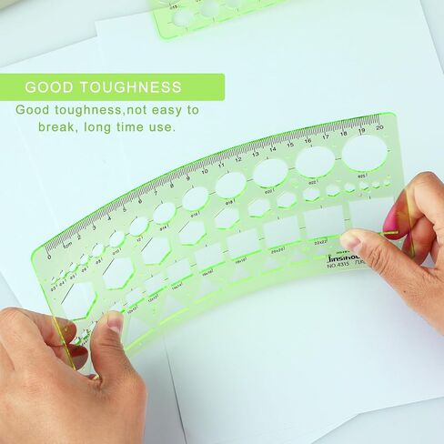 YUXIANLB 2PCS Circle Template Measuring Geometry Ruler Stencils Geometric Digital Drawing Set, Plastic Drafting Tools Scale Painting Templates for Office School Building Formwork (Green) in Saudi Arabia