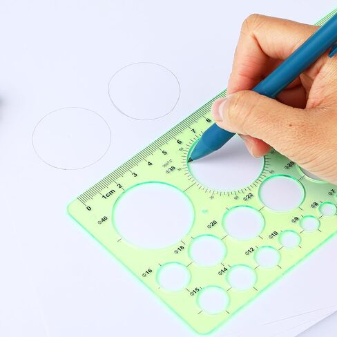 YUXIANLB 2PCS Circle Template Measuring Geometry Ruler Stencils Geometric Digital Drawing Set, Plastic Drafting Tools Scale Painting Templates for Office School Building Formwork (Green) in Saudi Arabia
