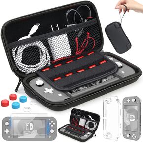 HEYSTOP Kompatybilna Torba do przenoszenia Nintendo Switch Lite, ochronne case NA wyświetlacz z z hartowanego szkła, karta do greed, 6 nakładek NA kciuk do zestawu akcesoriów Nintendo Switch Lite
