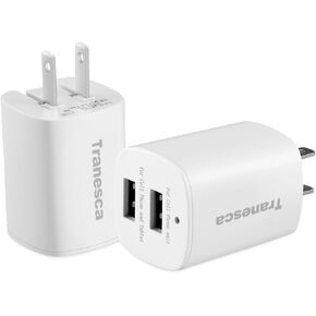 Dual USB Wall Chargers, USB Charger Block with Foldable Plug, Charging Brick for iPhone 15 14 13 12 11 Pro Max, SE,Xs/Xs Max, XR/8/7/6S/6S Plus/6 Plus/6 and Samsung, LG, Moto-2 Pack (Red)