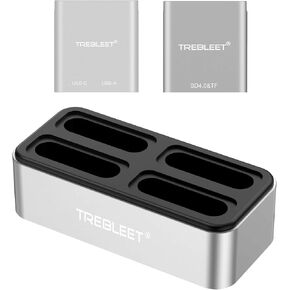 TREBLEET Workflow Station with USB-C SD 4.0 Card Reader and USB C to USB A & USB C Hub, Professional Card Reader HUB DIY Edition, Modular 4-Bay Reader Docking Station, USB3.2 Gen1 10Gbps