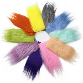 Furryvalley Fly Tying Faux Craft Fur Large Northern Bucktail Mix Color Long Hair Fiber Fluffy Synthetic Materials for Fishing Lure Handwork Gnome Beard