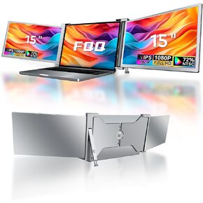 15" Triple Portable Monitor, 1080P FHD Laptop Screen Extender for 15-17.3" Laptop, Plug and Play Triple Monitor for Windows, macOS (with Pro chip/Max chip & M4 Chips)