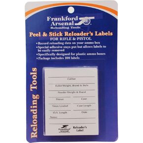Frankford Arsenal Adhesive Shotgun Pistol and Rifle Reloader's Labels for Ammo Boxes and Storage Bins - 100 Pack white