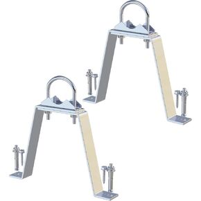 2 PCS Antenna Wall Mount with U-Bolts for 1"-2" OD Poles, Stainless Steel Double Antenna Mast Clamp Heavy Duty Mounting Kit for Antenna, Lamps, Pipes
