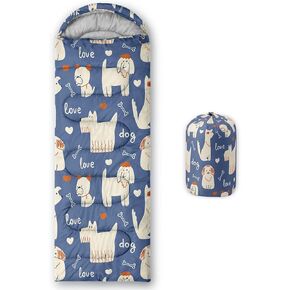 Axolotl Penguin Star Sleeping Bag,3 Season Warm and Cool Weather Moon Cloud Sleeping Bag for Boys Girls Teens,Waterproof Lightweight Lovely Animal Sleeping Bag for Traveling,Outdoors Camping,Navy Blue