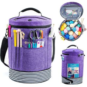 Expandable Crochet Bag-Knitting Bag Yarn Storage Organizer - Yarn Bag and Crochet Tote, Yarn Holder for Crocheting, Crochet Accessories, Suppliers, Needles with Zipper Closure-Ideal Gift