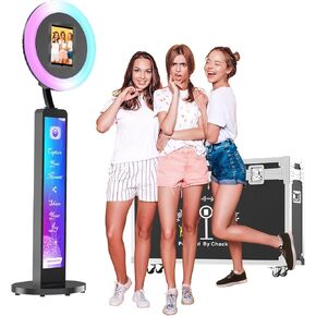 JIYANG Portable Photo Booth Compatible with Any Ipad,2 Months ChackTok PhotoBooth VIP Member,Free Custom Logo,Software APP Control Ring Light,Perfect for Wedding,Parties and Birthday