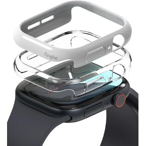 Ringke Slim [Anti-Yellowing Material / 2 Pack] Compatible with Apple Watch Series 10 Case (42mm) Sturdy Solid Transparent Cover + Extra Color for Women, Men - Clear + Matte Black