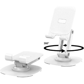 360° Degree Rotating Mobile Phone Holder,Fully Adjustable Foldable Desktop Phone Holder Stand Base,Foldable Desktop Cell Phone Stands for iPhone15 14 13 Pro Max Plus iPad Samsung (K39B-black)