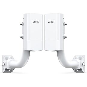 Wireless Bridge with Mount, 5.8G Point to Point 1.3mi Long Range Outdoor WiFi CPE,100M Ethernet, 900M Bandwidth, 12dBi Antenna, IP65 Waterproof, 24V PoE Injector Included, Ideal for Barn or Shop