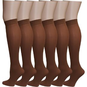 Differenttouch 6 Pairs Women's Opaque Spandex Trouser Knee High Socks Queen Size 10-13