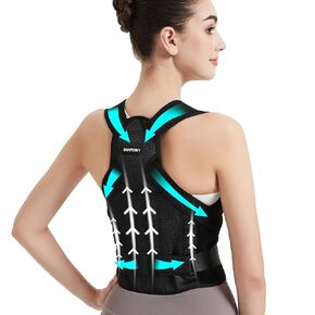 Posture Corrector for Women for Support: Back Brace for Full Back Support - Adjustable Shoulder Straightener for Women and Men (Black, Medium)
