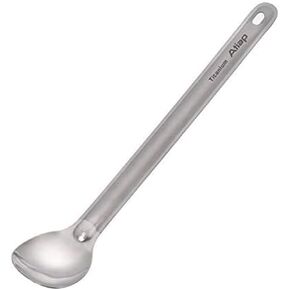Titanium Long Handle Spoon Spork, 8.46" Long Titanium Camping Spoon with Polished Bowl, Suitable for Outdoor Camping Hiking Picnic