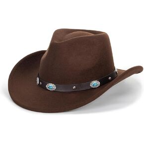 Classic Felt Wide Brim Western Cowboy & Cowgirl Hat with Buckle for Women and Men
