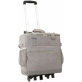 Insulated Rolling Cooler - Leakproof Soft Cooler Bag with Wheels, Portable Collapsible Cooler on Wheels Suitable for Shopping Picnic BBQ Beach