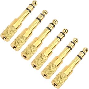 Quarter inch Adapter, 6.35mm (1/4 inch) Male to 3.5mm (1/8 inch) Female Headphone Jack Plug, Gold Plated, 6 Pack