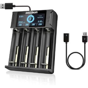 LCD 4-Bay Intelligent Universal Battery Charger for NIMH NICD Rechargeable Batteries AA AAA SC C D and Li-ion Batteries 18650 26650 21700 26500 22650 18490 17670 17500 17355
