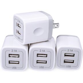 USB Wall Charger, Cube Charger 2 Port Charging Box 4Pack 2.1A/5V Home Travel Charger Plug USB Power Adapter Charging Station Base for iPhone 16 15 14 13 12 11 Pro Max XR XS X 8 7 Plus, Pad, Samsung