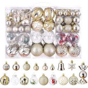 ILLUMINEW 111-Pack Christmas Balls Ornaments,Assorted Shatterproof Christmas Ornaments Set, Luxurious Hanging Pendants Package for Christmas Tree Party Holiday Indoor Decor (111Pcs-Blue)