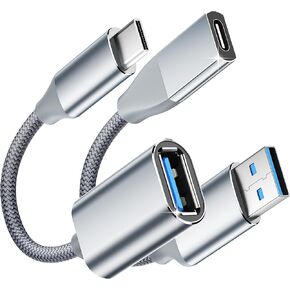 Temdan USB C to USB Adapter with USB Type C Male to USB 3.0 Female,Thunderbolt 3 OTG Cable Converter,for iPhone 15 14 13 12 Plus Pro Max,Apple Watch,Samsung Galaxy S23 S22,USB to USB C-Silver Gray