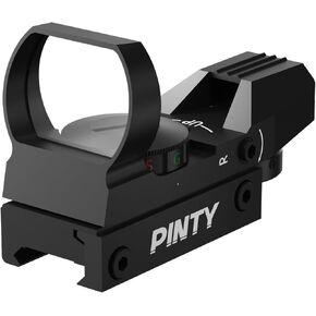 Pinty Red Green Dot Sight Reflex Tactical Riflescope 4 Reticle Patterns with 20mm Free Mount Rails