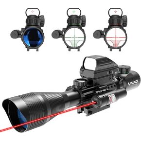 UUQ C4-12X50 Rifle Scope Dual Illuminated Reticle W/Laser Sight and Holographic Dot Reflex Sight