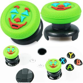 FPS Thumbstick Extender &Texture Rubber Silicone Grip Cover 2 Sets for Xbox Series X/S & Xbox One Controller(Joker Green)