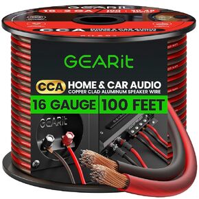GearIT Pro Series 16AWG Speaker Wire, 16 Gauge Speaker Wire Cable (100 Feet / 30 Meters) Great Use for Home Theater Speakers and Car Speakers, Transparent Black/Red
