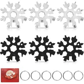4PCS Snowflake Multitool,18-In-1 Stainless Steel Snowflake Wrench Screwdriver Multi-Tool, Portable Pocket Keychain Tools，Stocking Stuffers for Adults Christmas Gifts