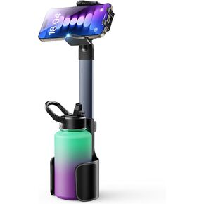 2 in 1 Cup Holder Phone Holder Mount for Car Aluminum Alloy Rod Cup Phone Holder for Car Bottle Free Cupholder Phone Holder for Car Easy Use & Stable & Universal Fit 2.5-4'' Cup Holder