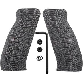 Cool Hand Custom Pistol G10 Grips for CZ 75 Full Size, SP-01 Series, Shadow 2, 75B BD, SP-01, Black Gun Grips Screws Included, Mild Aggressive Texture, Thickness 1/4"