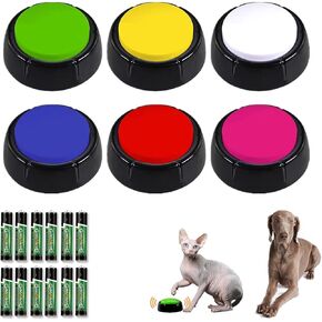 6 Colors Dog Buttons for Communication, Record & Playback Recordable Answer Buzzers, 30 Second Dog Buttons Pet Training Buzzer, Game Show Buzzers, Perfect for Family Game Study Office