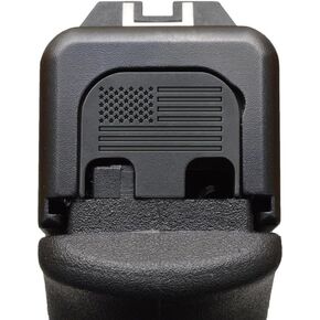 Milspin Slide Back Plate Compatible with Glock Gen 1-5 | American Flag | Veteran Made in USA I CNC Milled (Blacked Out (on Stainless Steel), Models G17-G41, G45)