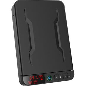 Portable Gun Safe with LCD Display of Temp,Humidity,Pistol Safe with Biometric Fingerprint,Keypad Lock,Key,Biometric Handgun Safe for Travel/Home/Car/Nightstand Beside (Black)